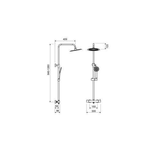 Columna Monomando Ducha Clement Blanco (Lluvibath)