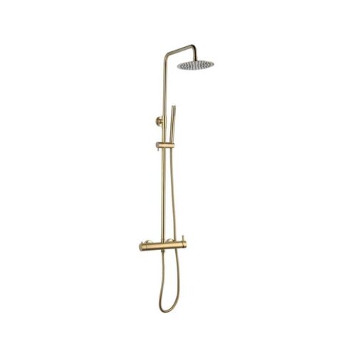 Columna Monomando Ducha Clement Oro Cepillado (Lluvibath)