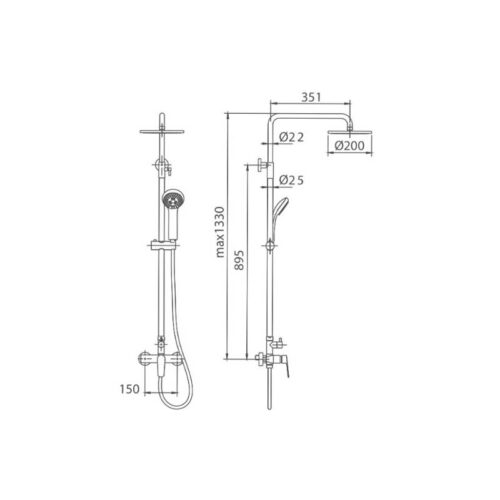 Columna Monomando Ducha Bélgica Cromo (Imex)