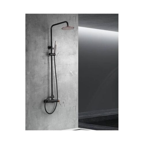 Columna Monomando Ducha Milos Negro Oro Rosa (Imex)