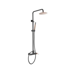 Columna Monomando Ducha Milos Negro Oro Rosa (Imex)