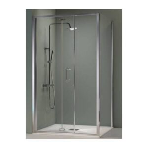 Mampara Prisma Plata, Hoja Plegable + Cristal Fijo (Kassandra)