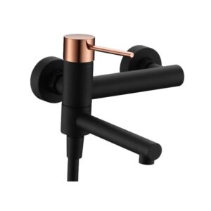 Monomando Bañera Milos Negro Oro Rosa (Imex)