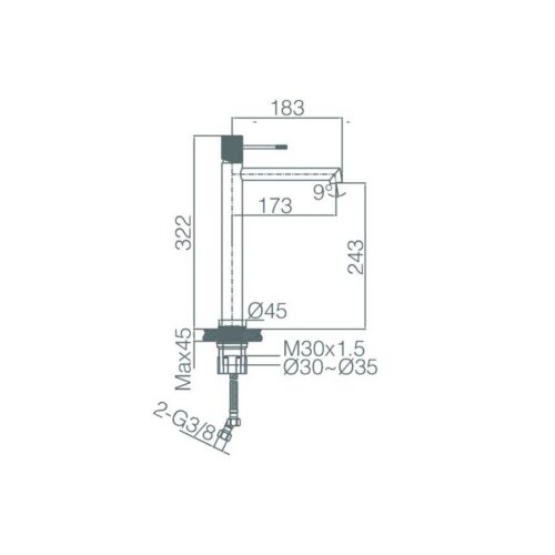 Monomando Lavabo Alto Line Cromo (Imex)