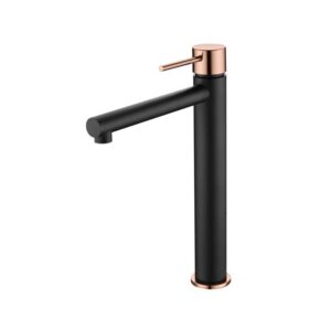 Monomando Lavabo Alto Milos Negro Oro Rosa (Imex)