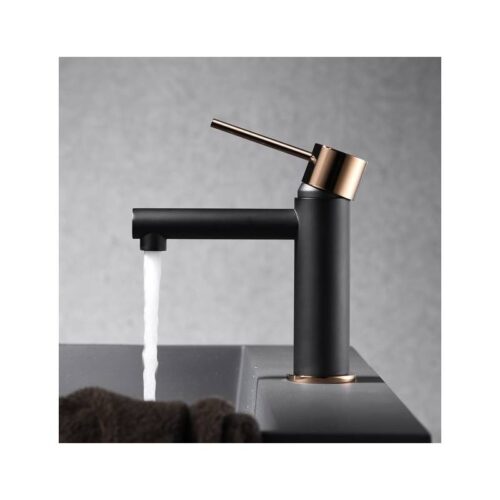 Monomando Lavabo Milos Oro Rosa Negro (Imex)