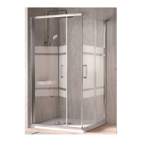 Mampara Angular Mixta S300 Plata Brillo (Kassandra)