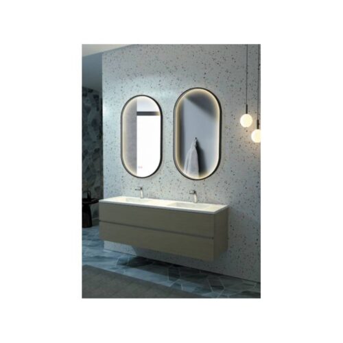 Espejo Baño Rio Luz Led Negro Mate (Ledimex)