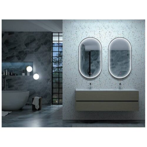 Espejo Baño Rio Luz Led Negro Mate (Ledimex)