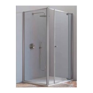 Mampara Pivot Plata, Puerta Pivotante + Lateral Fijo (Kassandra)