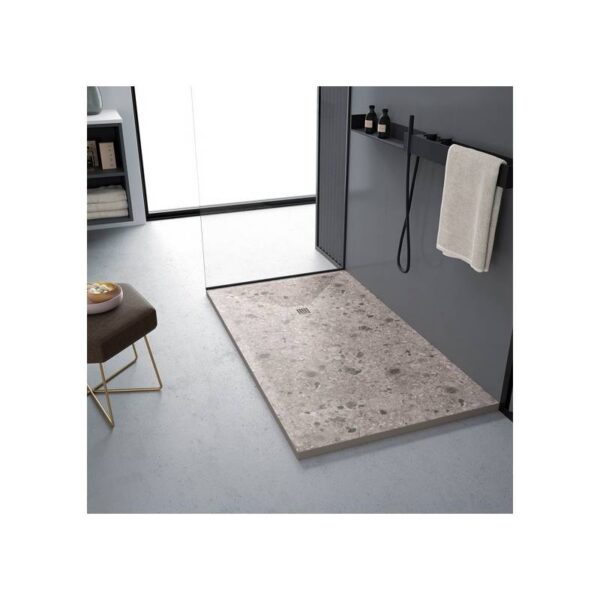 Plato Ducha Resina Terrazo Beige 3D